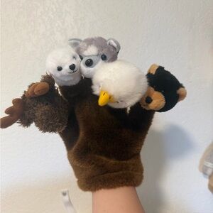 Wishpets 5 Wild Animals Hand Finger Puppet glove Moose Seal Wolf Eagle Bear 2003
